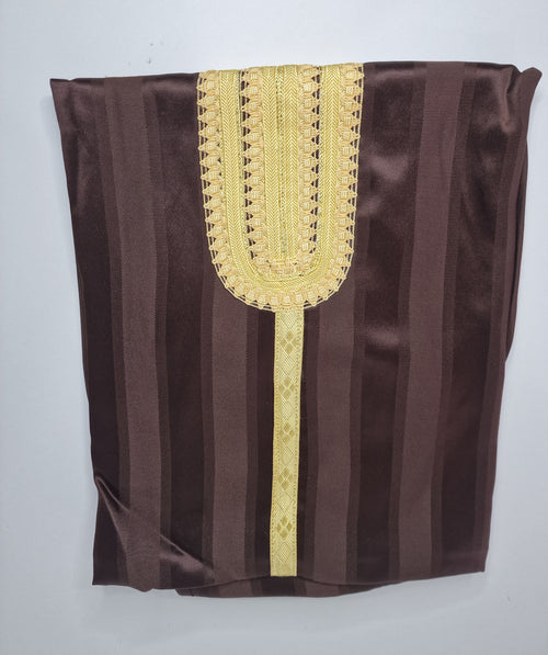 Brown Moroccan Gandoura | Thobe with Gold Embroidery