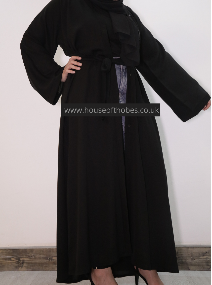 Plain black open abaya 2025 uk