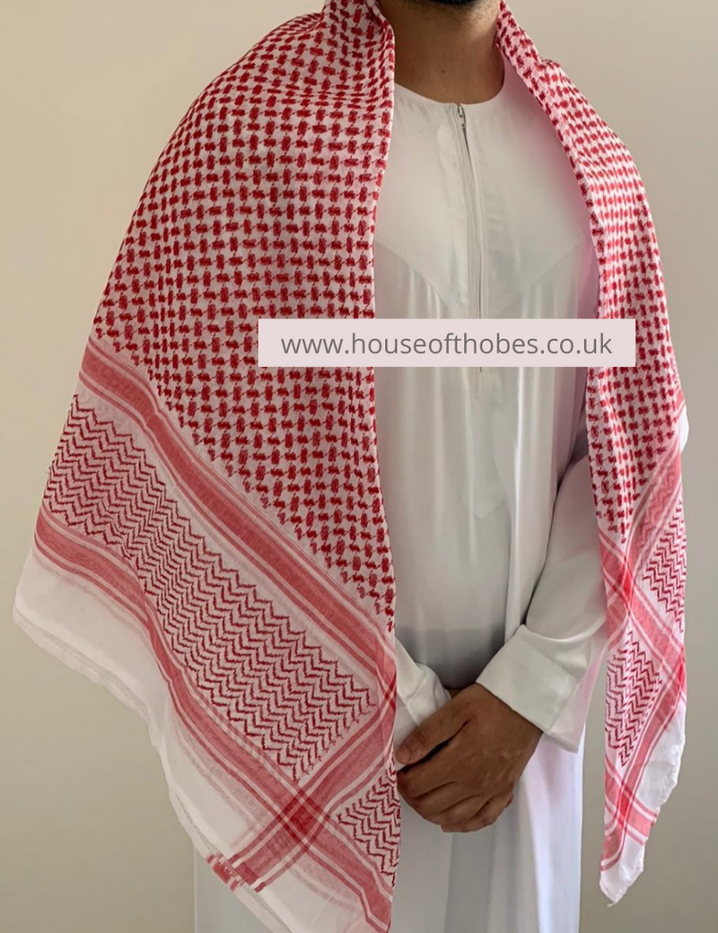Red & White Shemagh | Keffiyeh | Scarf