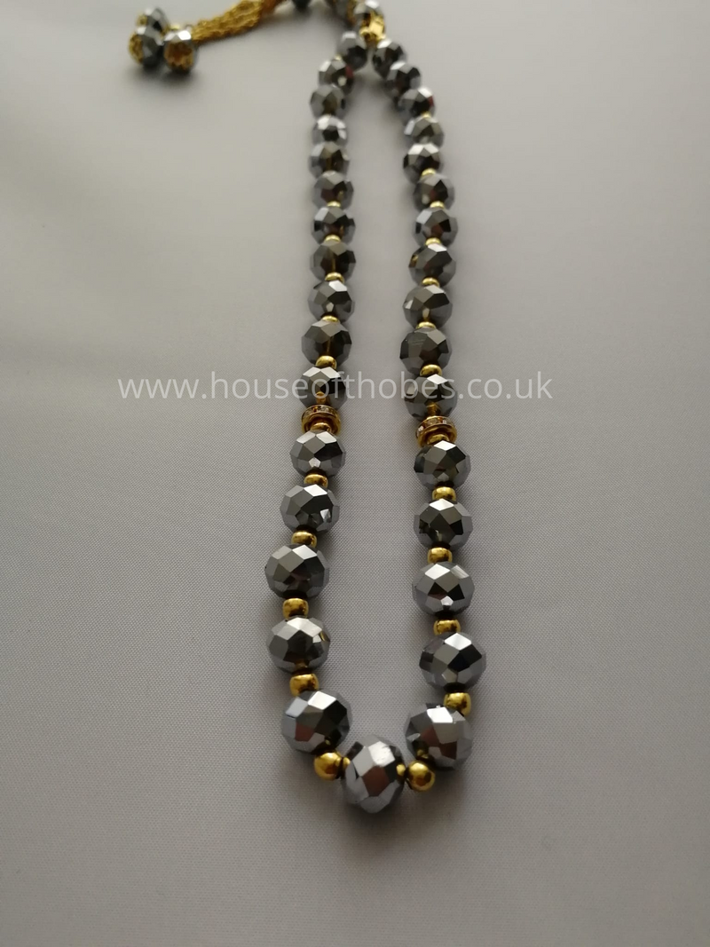 Silver Crystal Tasbih (33 Beads)