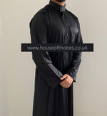 Boy's Black Saudi Collar Thobe