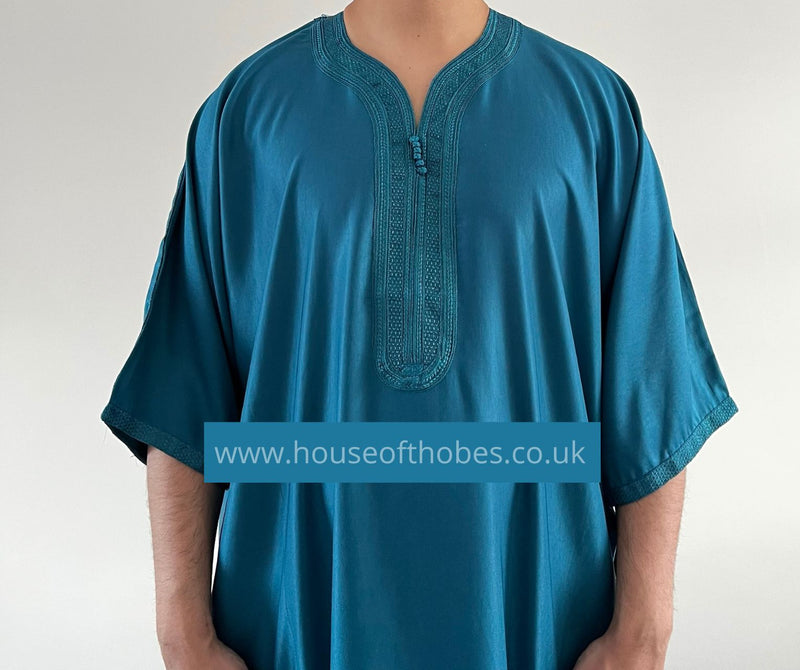 Teal Blue Moroccan Gandoura | Thobe